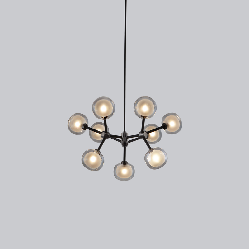 Nabila 552.19 chandelier matt black + black chrome + smoke glass hanglamp