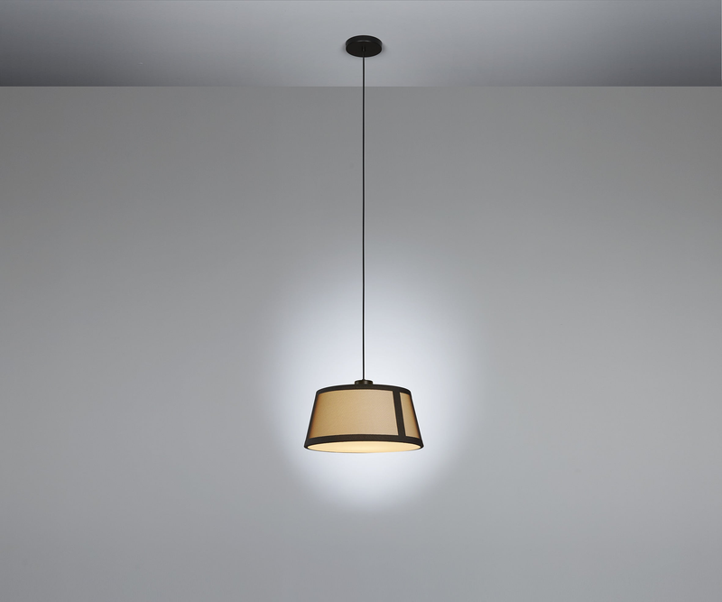 Lilly suspension sand + beige fabric and black net hanglamp